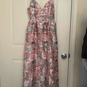 Lulu's Pink and Green Floral Maxi Dress